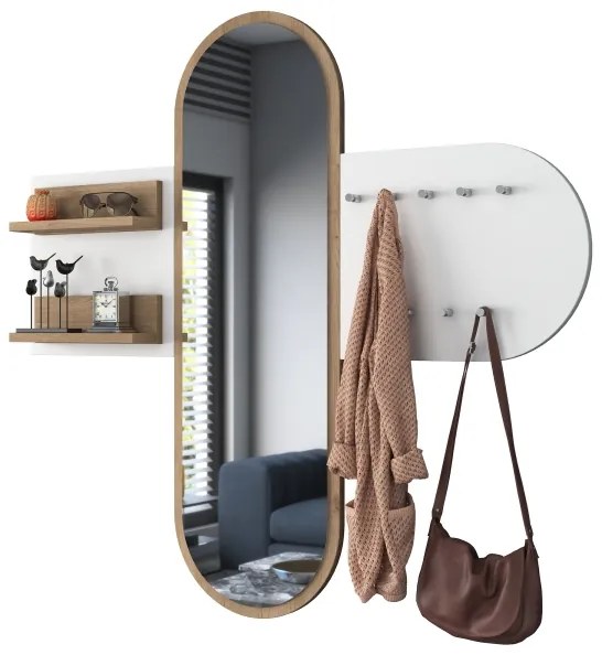 Nástenné zrkadlo RANI 125x120 cm biela/hnedá