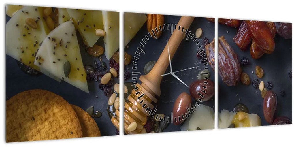 Obraz so sušeným ovocím (s hodinami) (90x30 cm)
