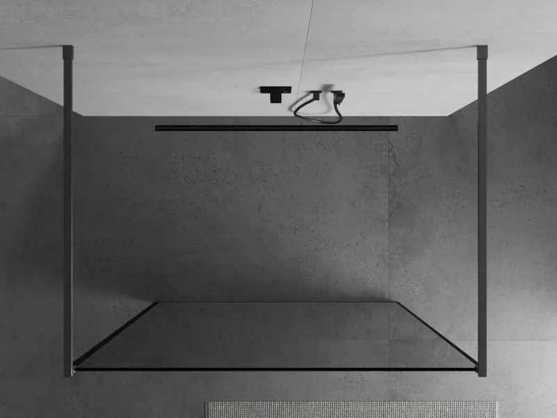 Mexen Kioto, sprchová zástena Walk-In 150 x 200 cm, 8mm sklo čierny vzor, grafitový profil, 800-150-002-66-70