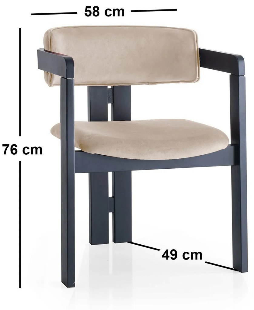 Jedálenská stolička CO Zamat z masívu béžová/čierna