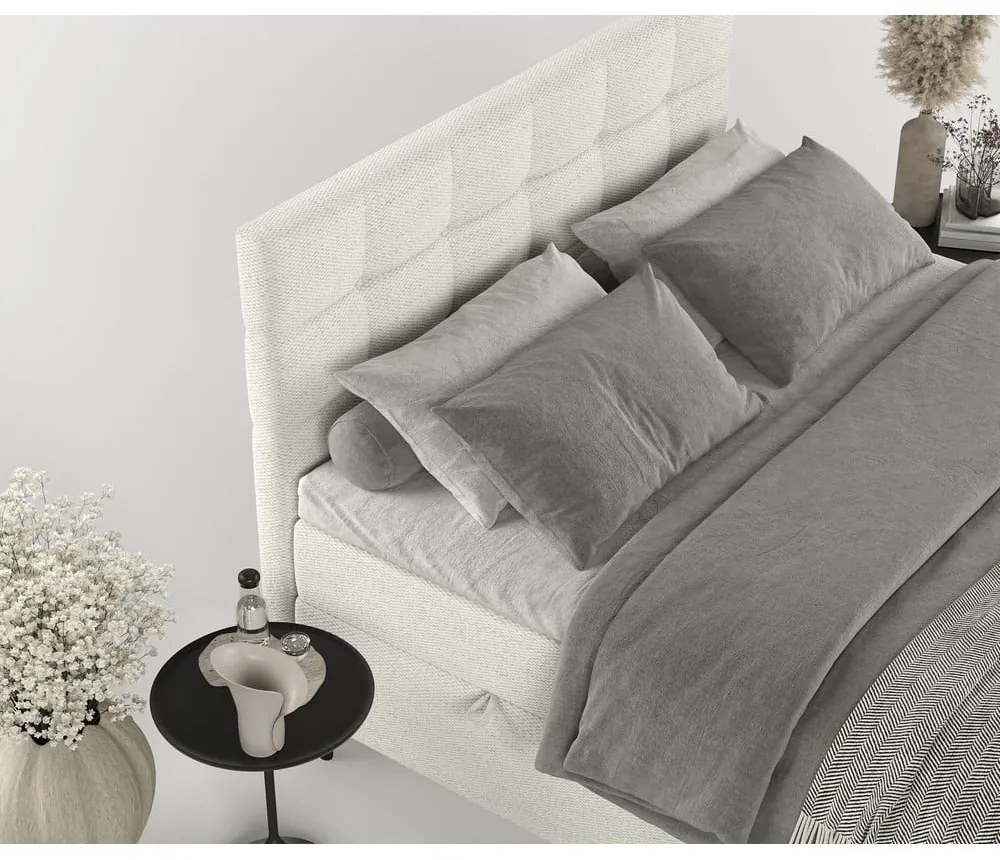Krémovobiela boxspring posteľ s úložným priestorom 180x200 cm Urbaneo – Maison de Rêve