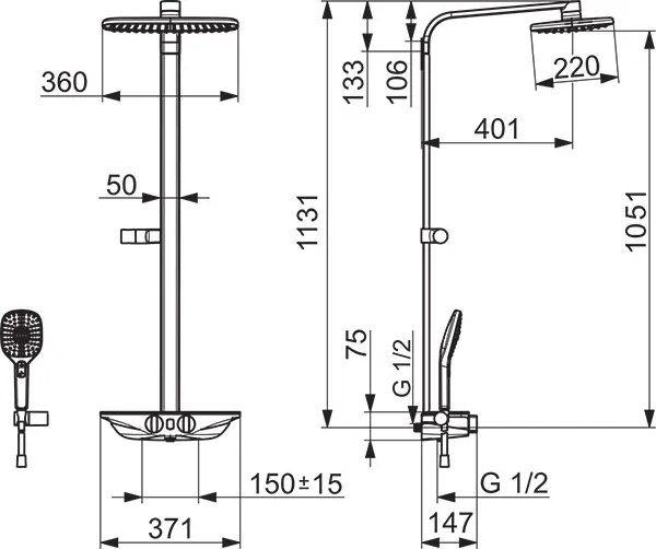 Hansa Sprchový komplet s termostatickou batériou HANSAEMOTION WELLFIT, 6V 5865017282