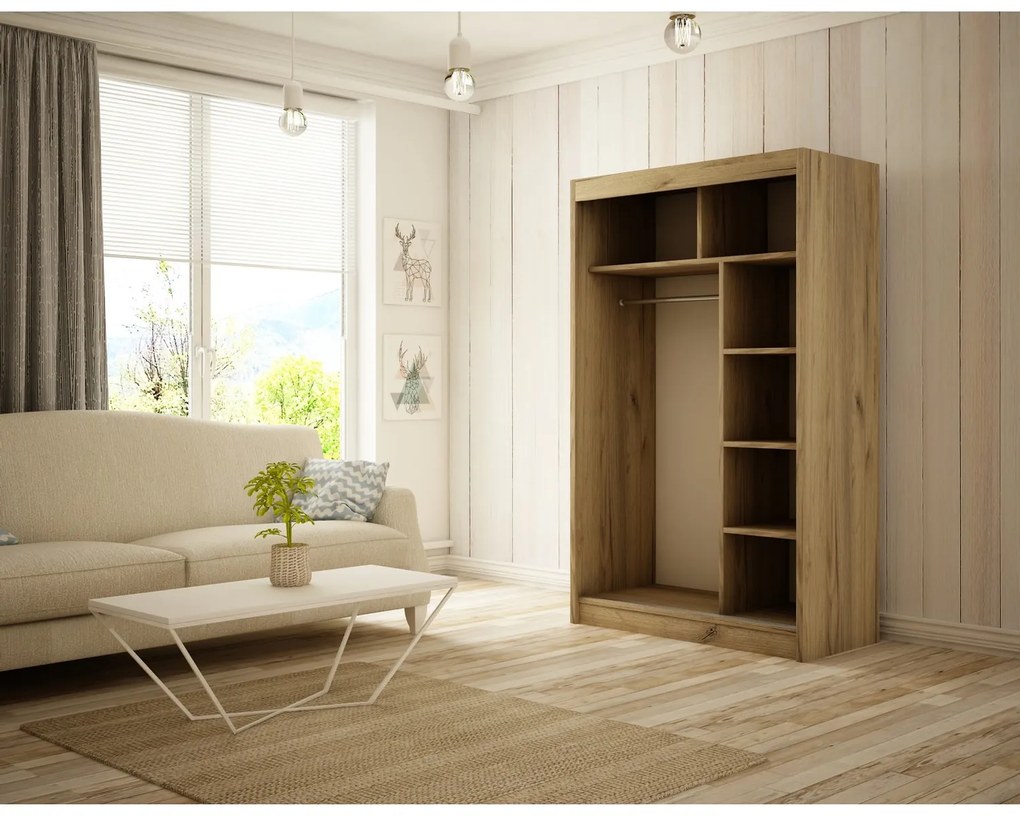 Kvalitná Šatníková Skriňa Bergo 120 cm Dub sonoma
