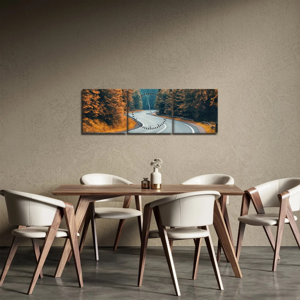 Obraz - Kľukatá cesta (s hodinami) (90x30 cm)