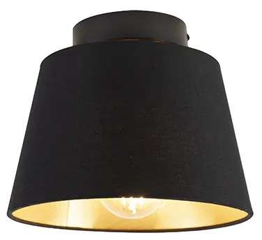 Stropné svietidlo s bavlneným tienidlom čierne so zlatom 20 cm - Combi Black