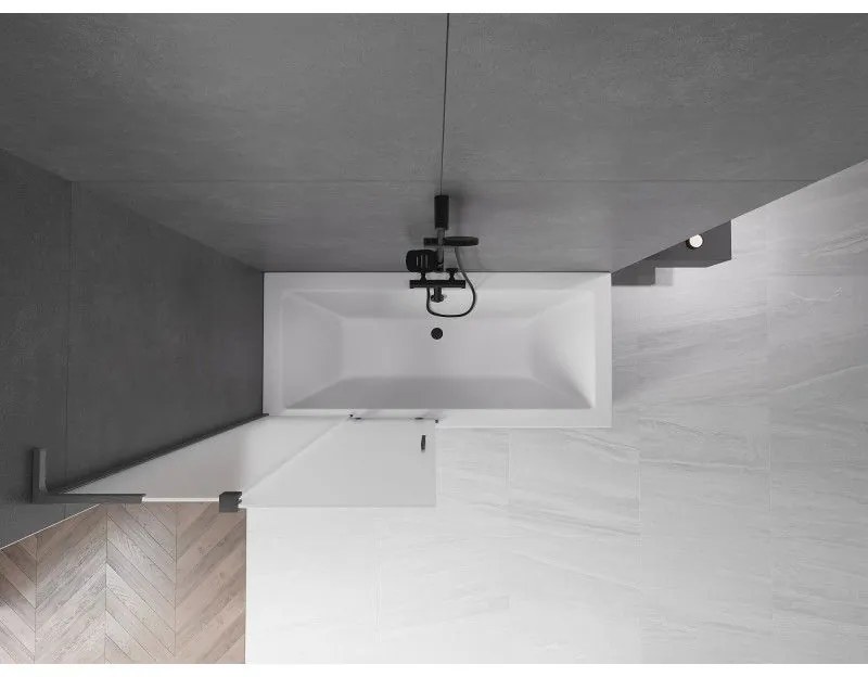 Mexen Velar L, 2-krídlová posuvná vaňová zástena 95 x 150 cm, 8mm sklo námraza, brúsený grafit, 896-095-003-31-66