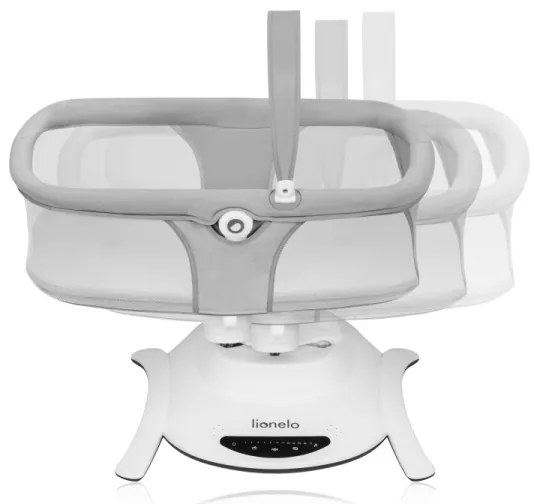 Lionelo - Detské húpacie lehátko s melódiou 2 v 1 BELLA Grey Concrete + diaľkové ovládanie