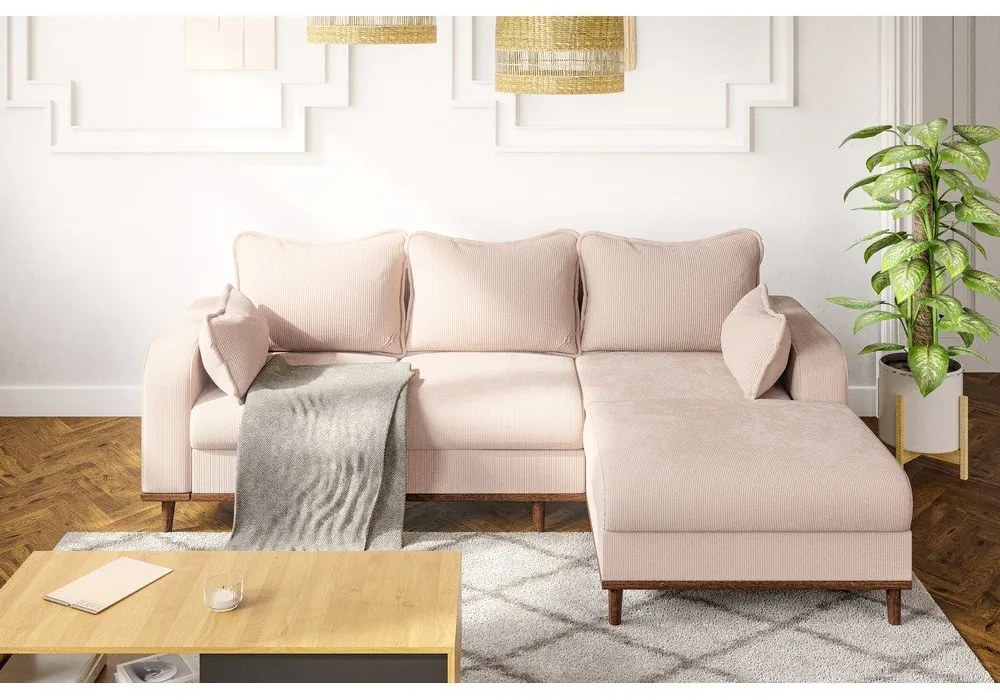 Béžová menčestrová rohová pohovka (pravý roh) Beata – Ropez