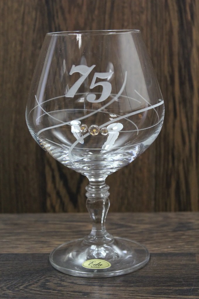 Výročný pohár na 75. narodeniny BRANDY so swarovski kryštálmi