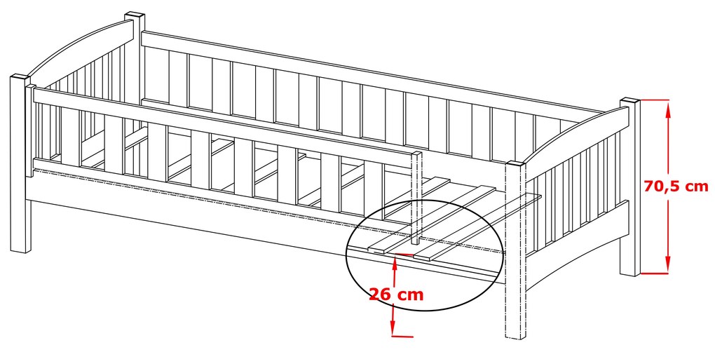 Detská posteľ 80 x 180 cm Gussie (s roštom a úl. priestorom) (biela). Vlastná spoľahlivá doprava až k Vám domov. 1012773