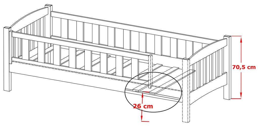 Detská posteľ 90 x 200 cm Gussie (s roštom a úl. priestorom) (grafit). Akcia -10%. Vlastná spoľahlivá doprava až k Vám domov. 1012918