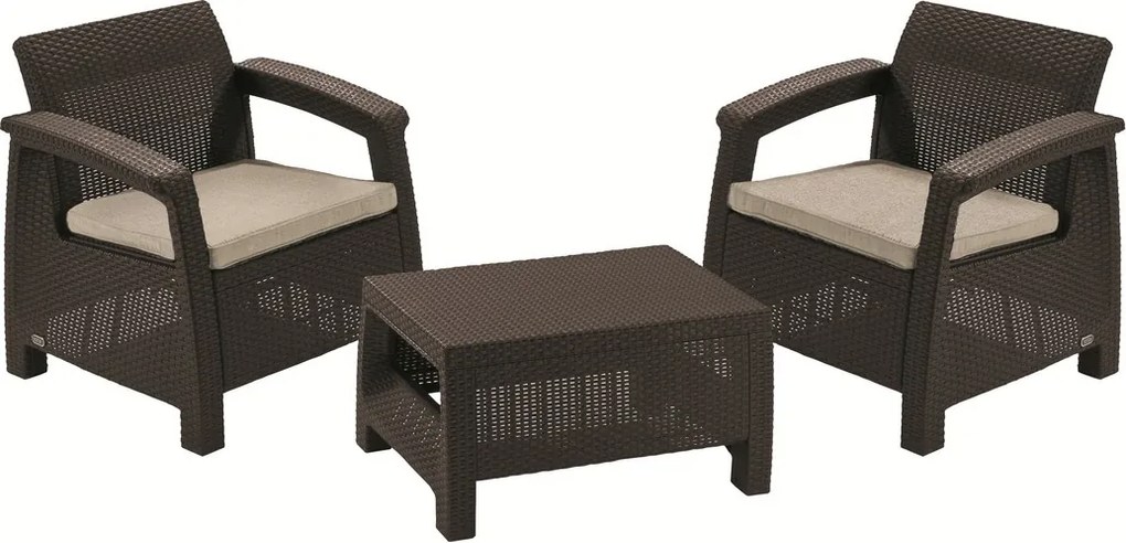 Záhradná sada Keter Corfu WEEKEND, hnedá