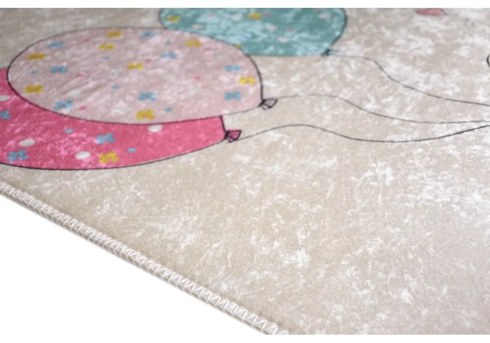 Ružový/slonovinový prateľný detský koberec 100x160 cm Girl & Baloons – Vitaus