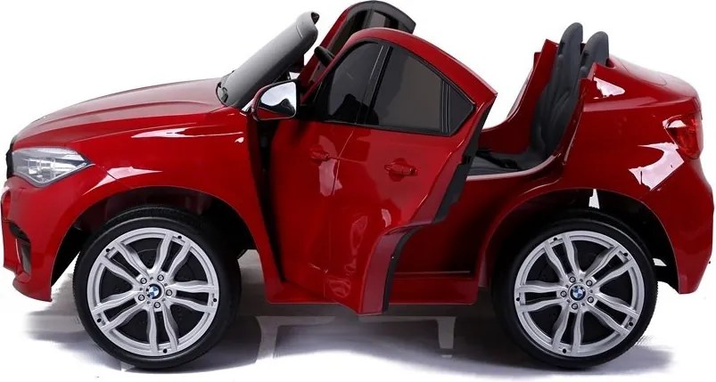 LEAN CARS Elektrické autíčko BMW X6M pre deti červené lakované LED MP3