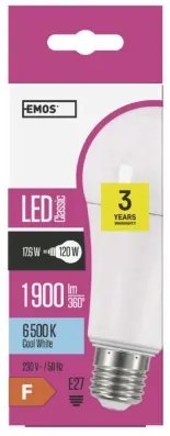 EMOS LED žiarovka, E27, A67, 18W, 1921lm, studená biela