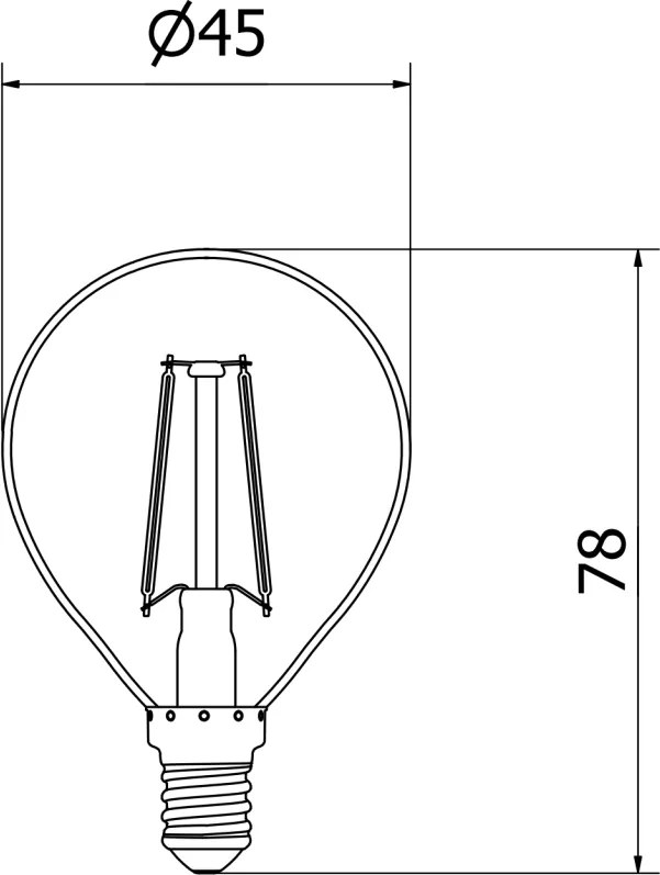 Mexen Vintis, LED filamentová žiarovka E14, G45, 2 W, teplá biela 2700K, číra, L156-E14-0227-00