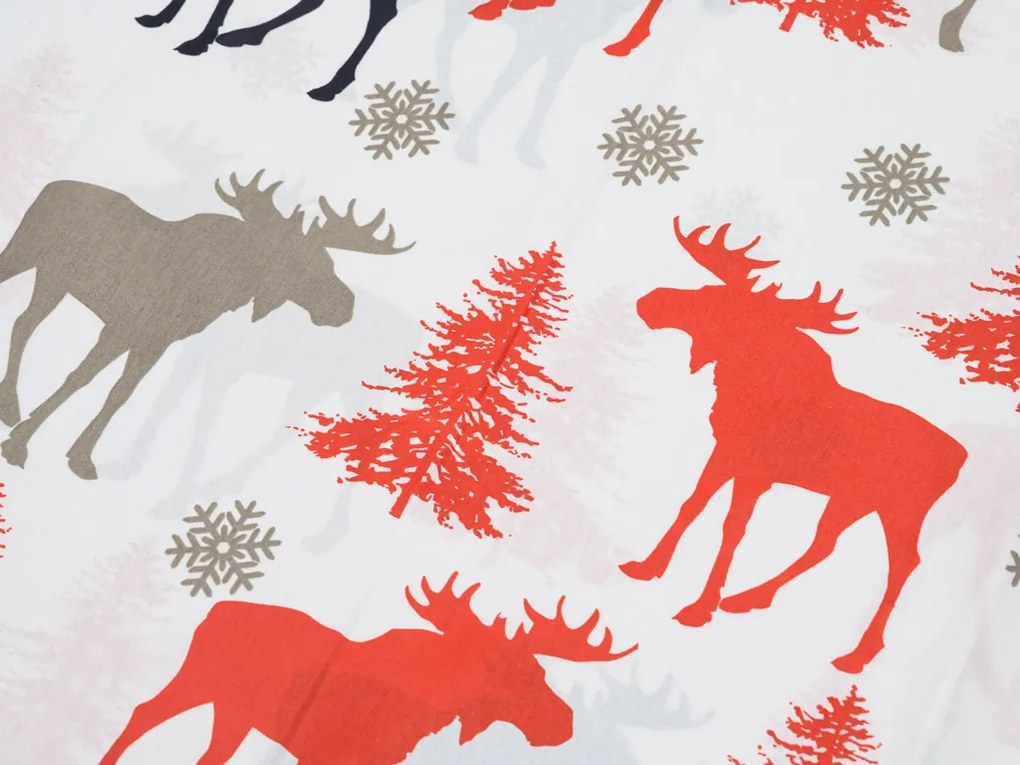 Bavlnené obliečky CHRISTMAS MOOSE biele Rozmer obliečky: 2 ks 70 x 90 cm | 200 x 220 cm