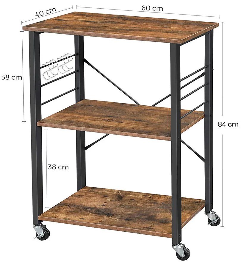 Pojazdný servírovací stolík, 60x40x84 cm