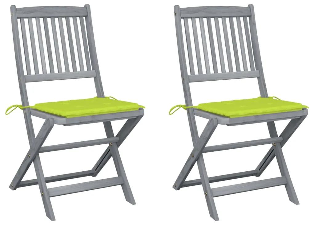 Skladacie záhradné stoličky s podložkami 2 ks akáciový masív
