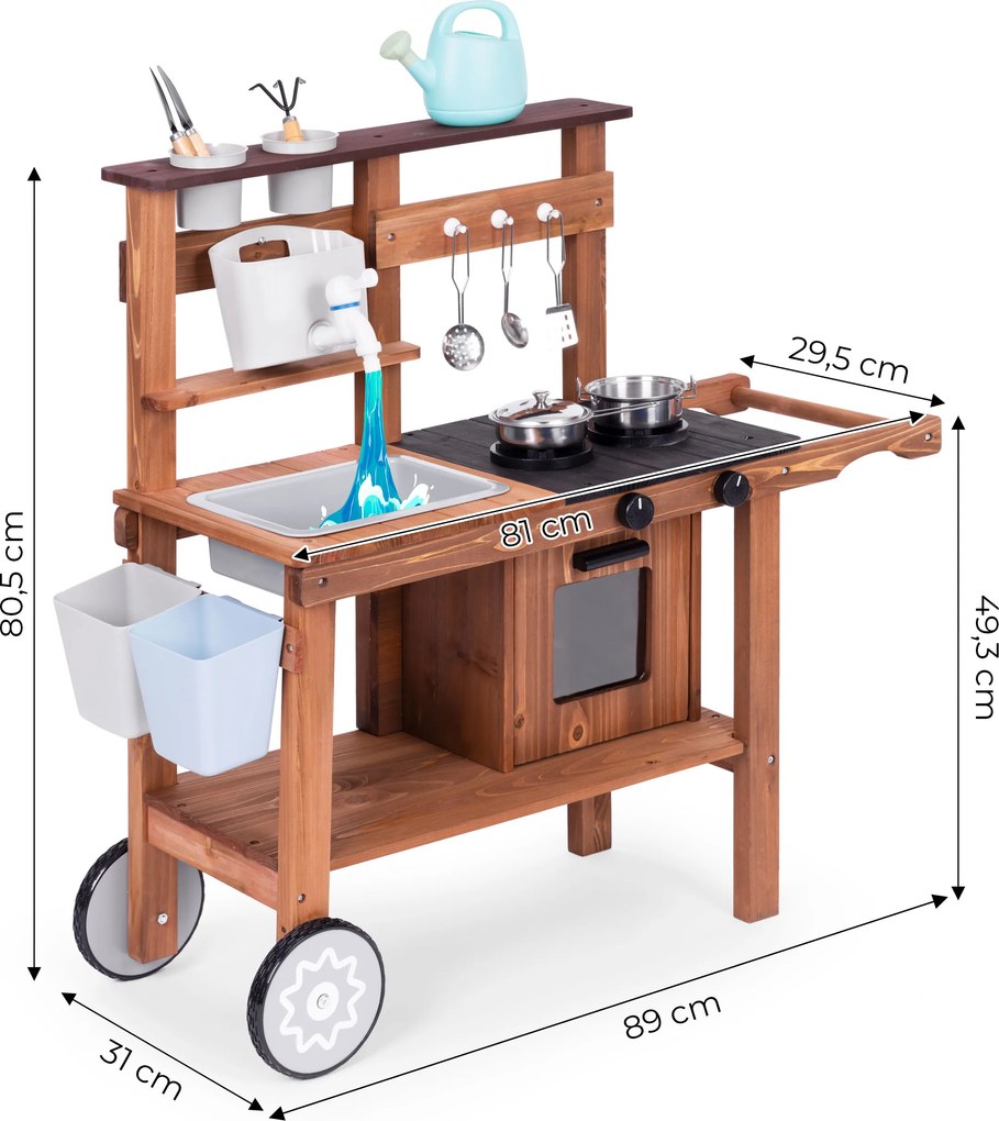 Detská kuchynka ECOTOYS z jedľového dreva