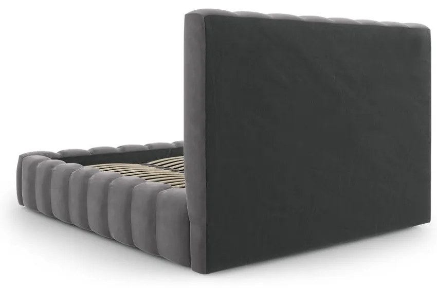 Sivá čalúnená dvojlôžková posteľ s úložným priestorom s roštom 180x200 cm Kelp – Micadoni Home