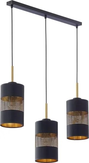 LED luster na lanku BOGART 3xE27/15W/230V čierna/zlatá