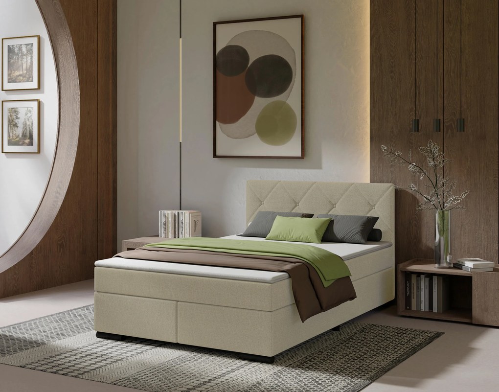 XXXLutz BOXSPRINGOVÁ POSTEĽ, 120/200 cm béžová MID.YOU - Online Only spálne - 002784001209