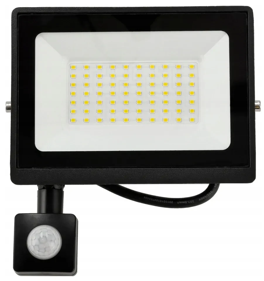 BERGE LED reflektor IP65 - 50W - 4500lm s pohybovým a súmrakovým senzorom - neutrálna biela