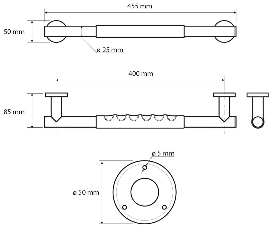 Nástenné madlo do kúpeľne z nehrdzavejúcej ocele 45,5 cm – Sapho