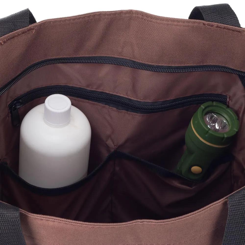 anndora Nákupná taška 17 litrov — hnedá s kruhmi