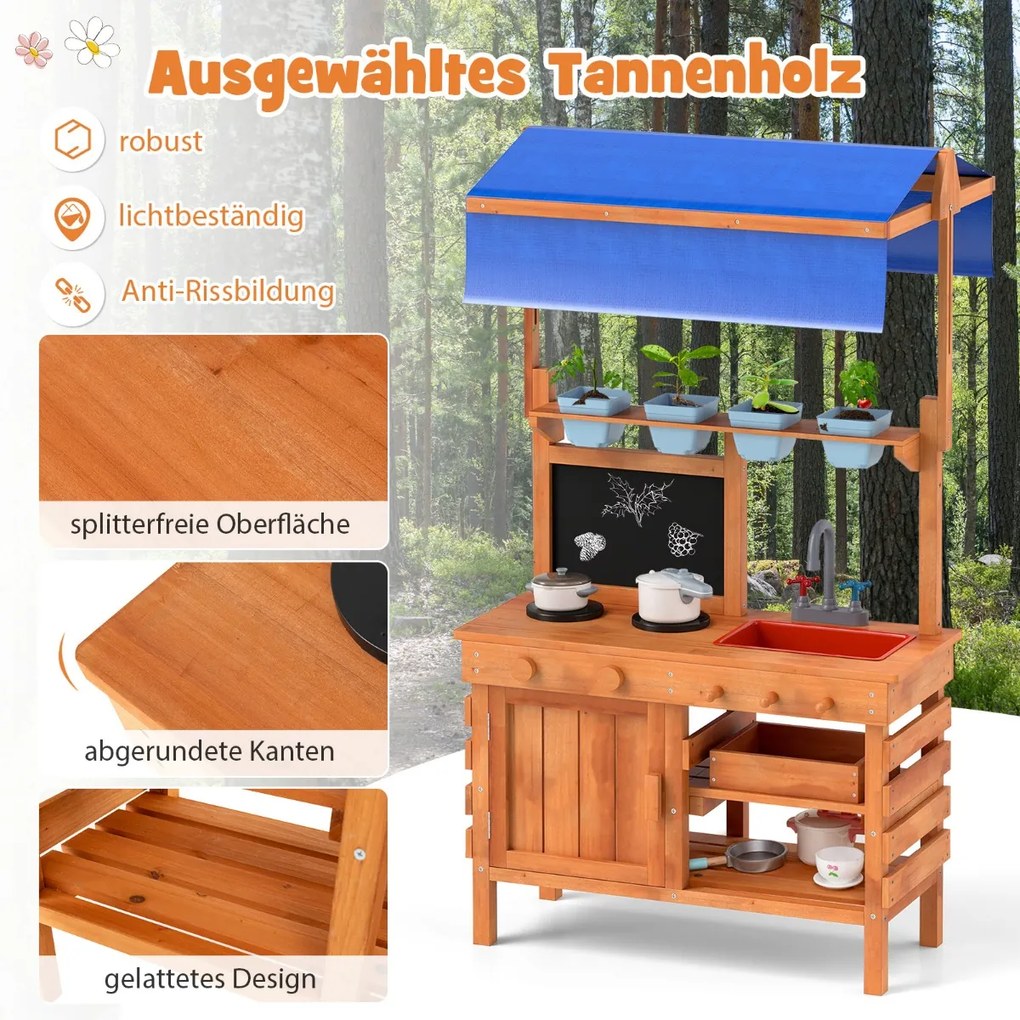 Kuchynka pre deti Detská kuchynka drevená s výškovo nastaviteľným strešným oknom 77 x 52 x 135 cm