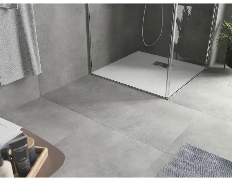 Mexen Hugo, štvorcová sprchová vanička SMC 90 x 90 cm, biela, oceľová krytka, 42109090-X