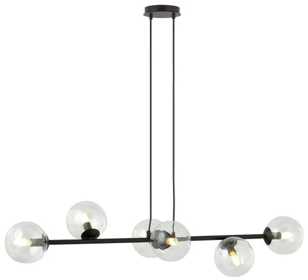 Luster na lanku ROSSI 6xE14/10W/230V čierna/číra