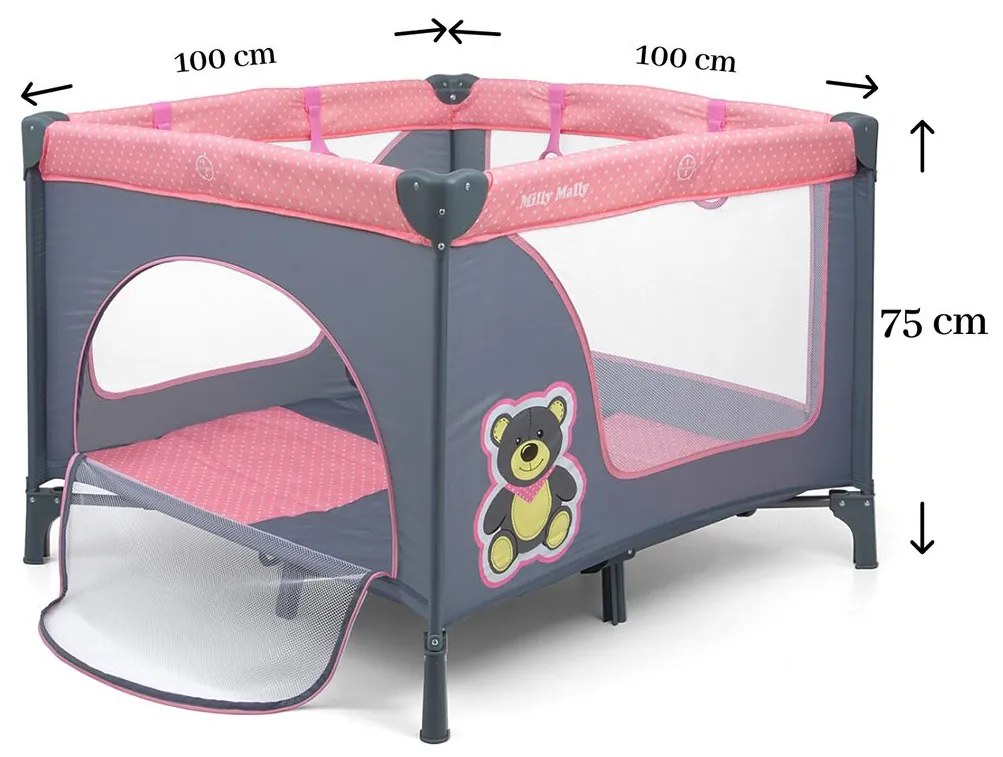 Detská skladacia ohrádka Milly Mally Fun Pink Bear