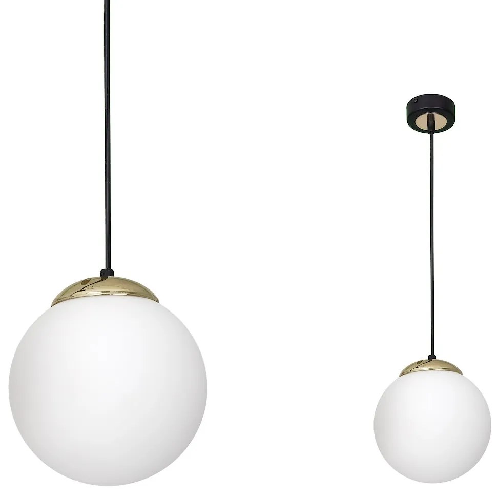 Závesné svietidlo Sparta, 1x biele sklenené tienidlo, b/g