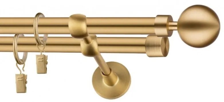 Dekorstudio Garniža dvojradová Guľa MODERN zlatá 19mm Dĺžka: 120cm, Typ uchytenia: Držiak dvojitý modern, Typ príslušenstva: Bez príslušenstva