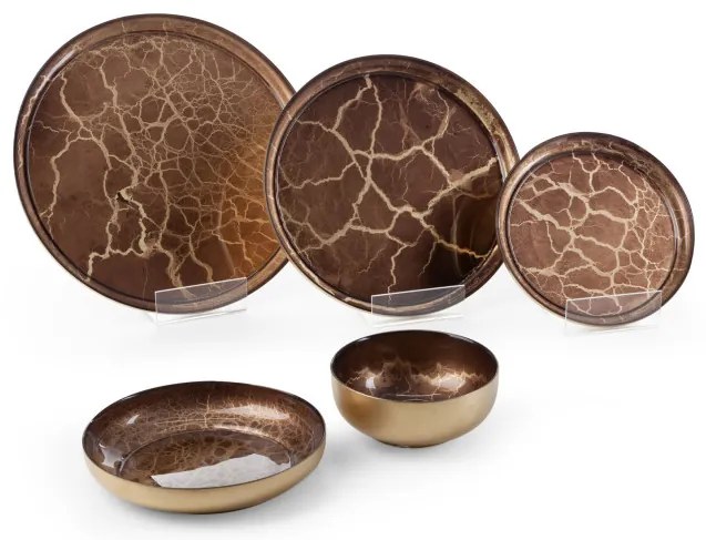 Dekoračný tanier SUZI 03 zlatý / hnedý