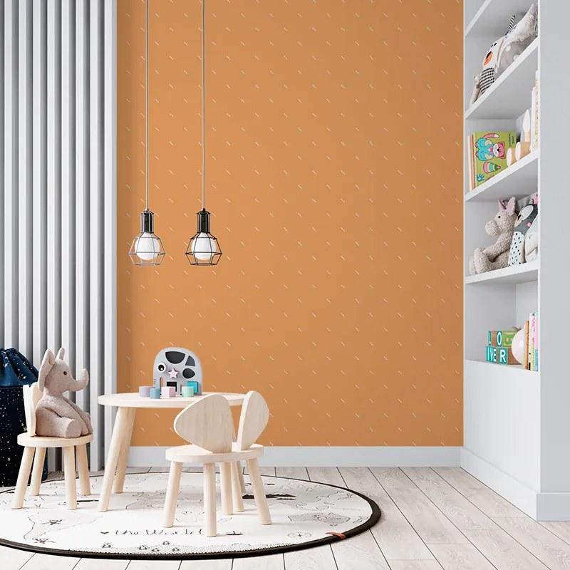 Sablio Tapeta Biele čiarky na oranžovej - 208x125 cm