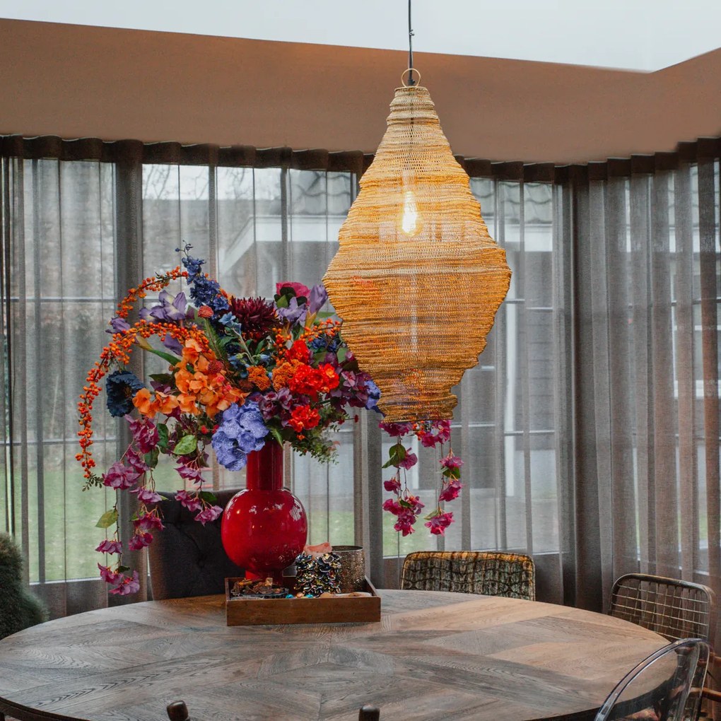 Orientálne závesné svietidlo zlaté 90 cm - Nidum