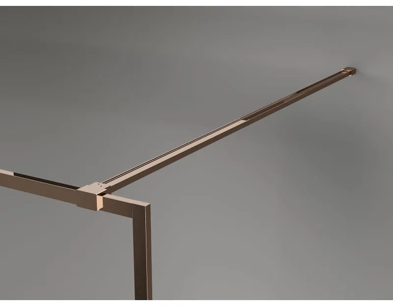 Mexen Kioto-XF, sprchová zástena s rámom 150 x 202 cm, 10mm šedé sklo, profil ružové zlato, 800-150-104-60-40-X