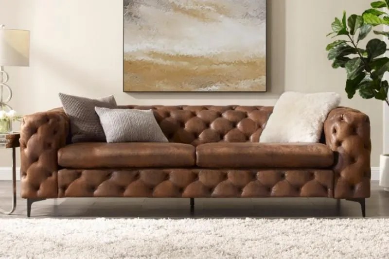 Invicta Interior - Elegantná 3-miestna pohovka Chesterfield MODERN BAROQUE 240 cm starožitná hnedá