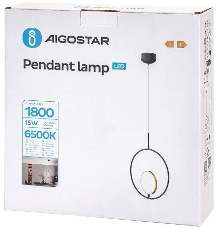 Aigostar - LED Luster na lanku LED/15W/230V 6500K čierna/zlatá