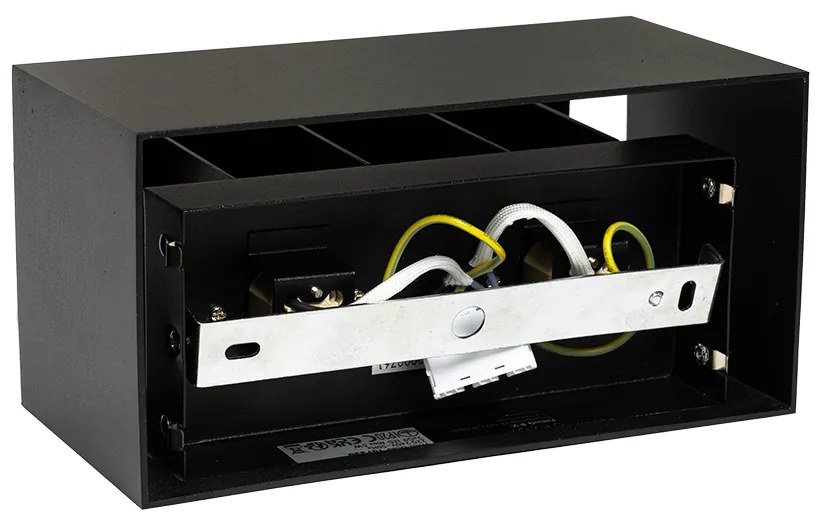 Moderná nástenná lampa čierna obdĺžniková 2-žiarovková - Edwin