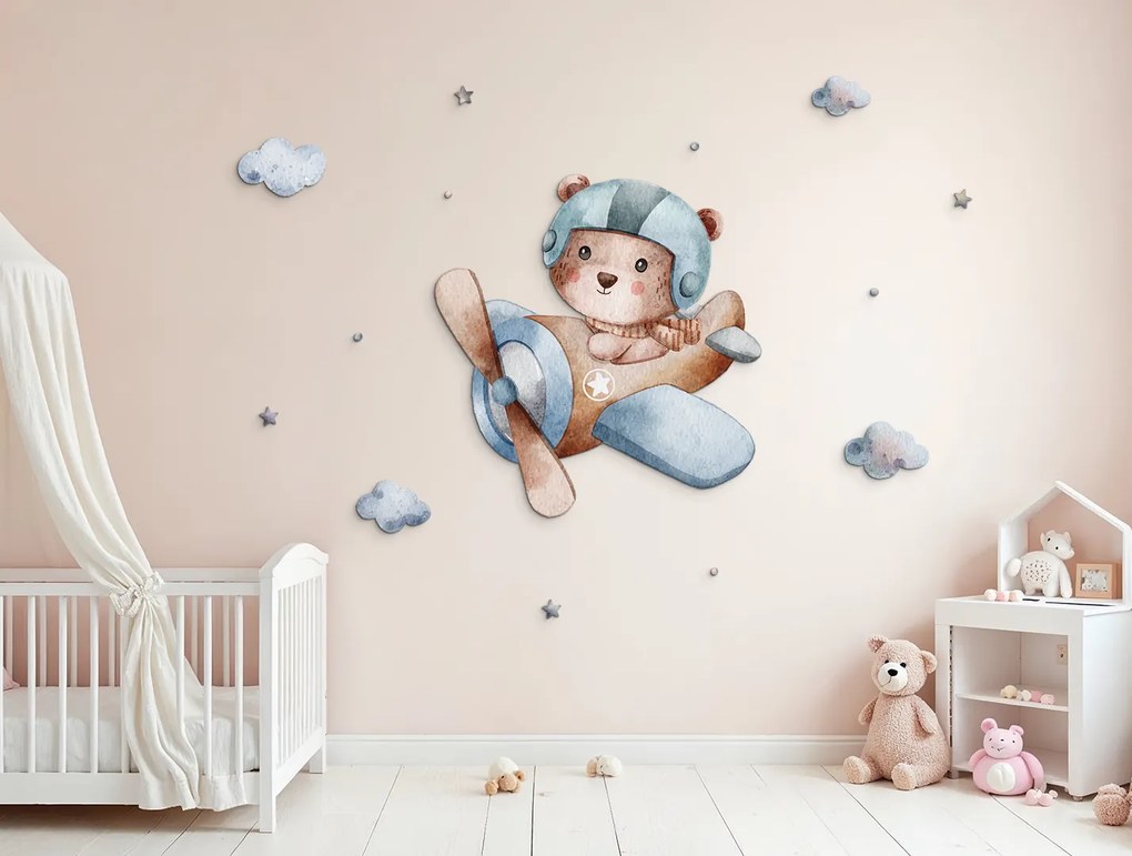 drevko | Detská dekorácia na stenu Roztomilý pilot 84 x 95 cm