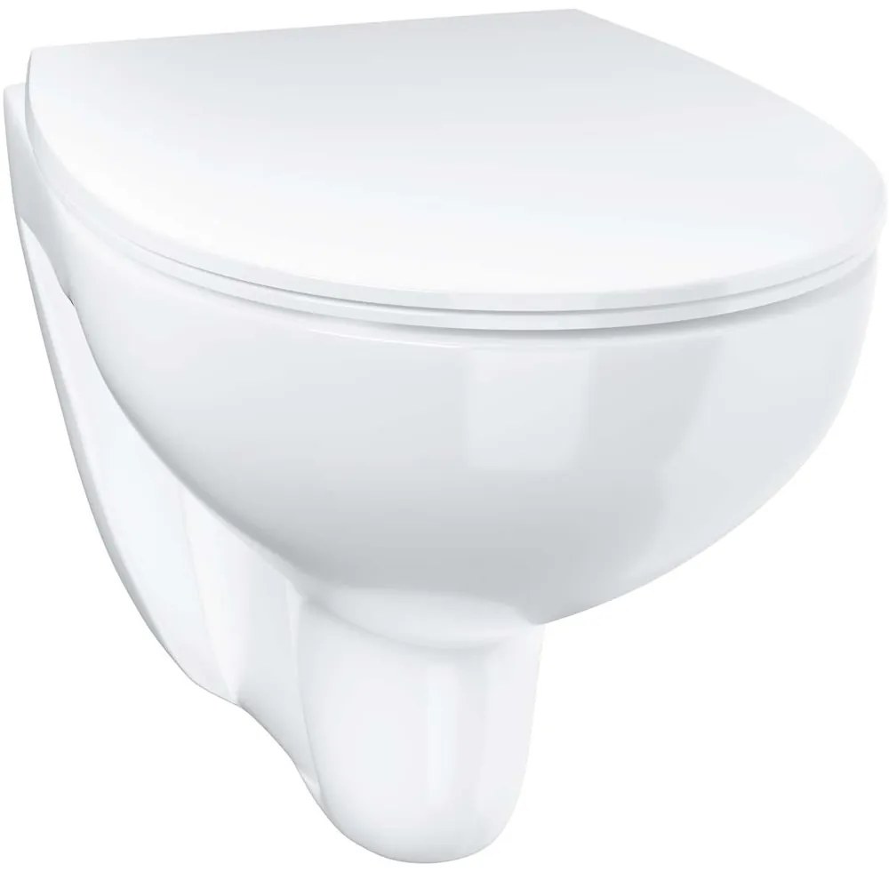 GROHE Bau Ceramic závesné WC Rimless s hlbokým splachovaním, 368 x 531 mm, alpská biela + SoftClose sedátko s poklopom, 39554000 / alpská biela, 39899000