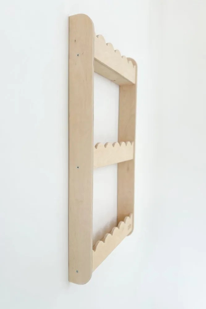 Detská nástenná polica stredná – 3 úrovne úložného priestoru Biela