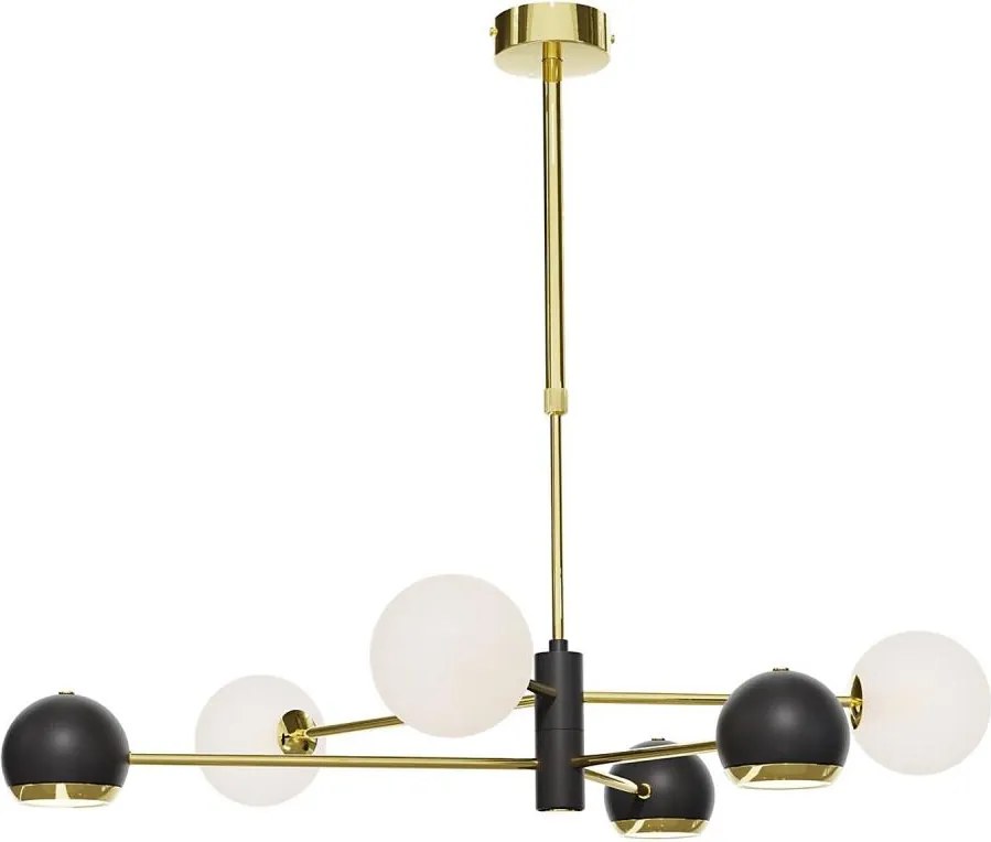 Jupiter 1965 - Luster na tyči MOKA 3xGU10/10W/230V + 3xG9/10W/230V zlatá/čierna/biela