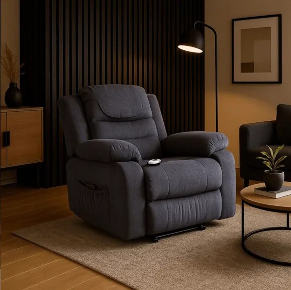 Masážne kreslo s funkciou vstávania MARCOS tmavosivé