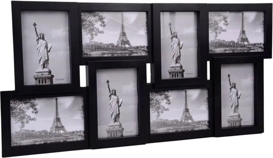 DekorStyle Rámček na stenu Travel 10 × 15 cm 8 fotografií - čierny