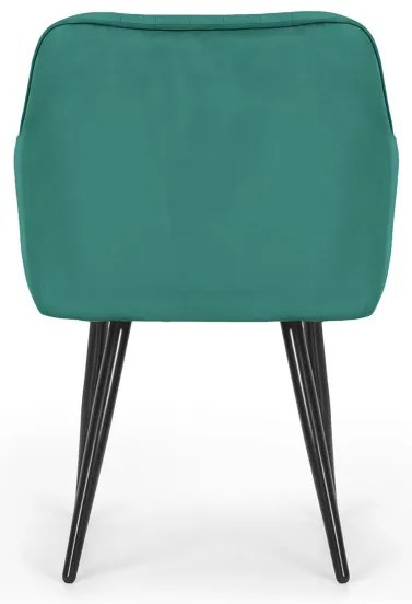 Sada dvoch jedálenských stoličiek FLORENCE zamatové, zelené / čierne nohy (2 ks)